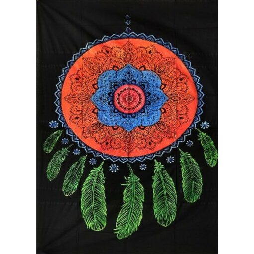 Dream Catcher 8-Feathers Full Circle Wall Hanging Handmade Cotton Tapestry 84"x54" inch