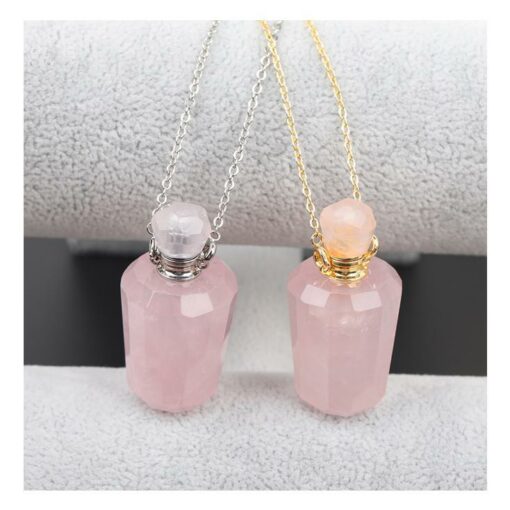 Rose Quartz Bottle Pendant Necklace for Positivity and Balancing Energy
