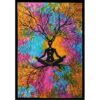 Yoga Man with Roots / 7-Chakra Meditating Man with Roots Wall Hanging Handmade Cotton Tapestry 84" x 54" inch VTrendz