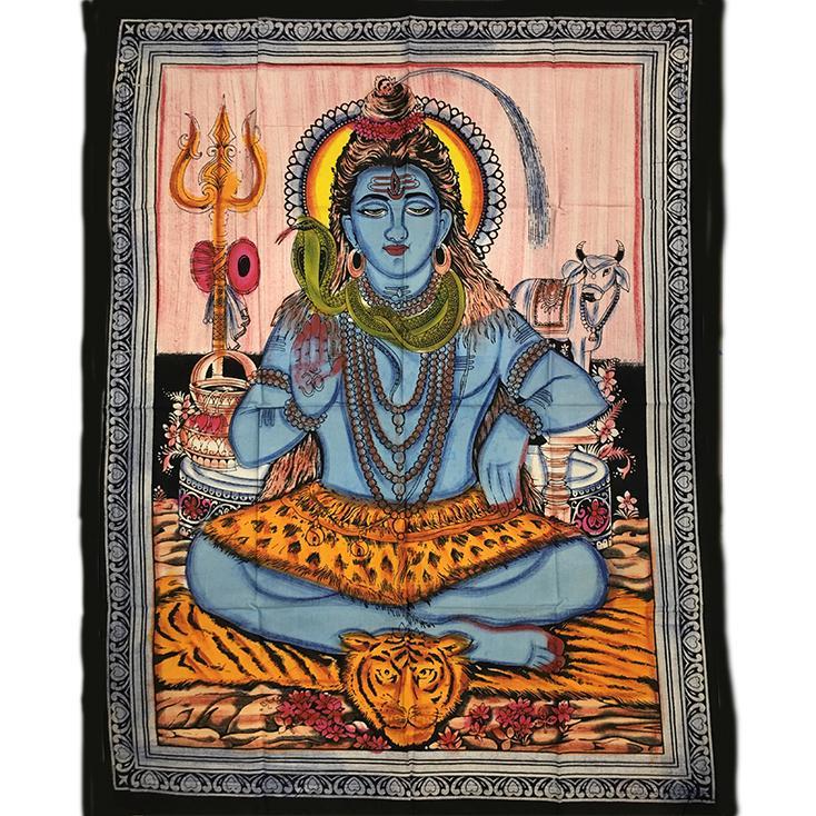 Lord Shiva With Nandi Poster Wall Hanging Handmade Cotton Tapestry 40"x30" inch with color options - Image 4