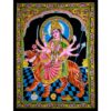 Goddess Durga sitting on Tiger Poster Wall Hanging Handmade Cotton Tapestry 40"x30" inch without Sequin VTrendz