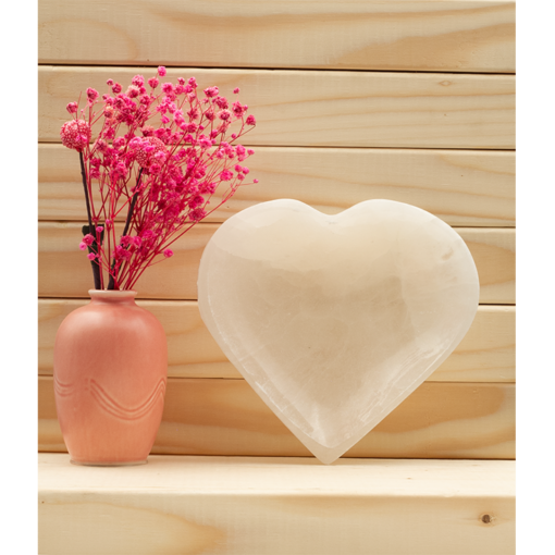 Selenite Heart Shaped Bowl Transmutation, Positivity, Charging, Cleansing, Releases Negative Energy 10-14 cm