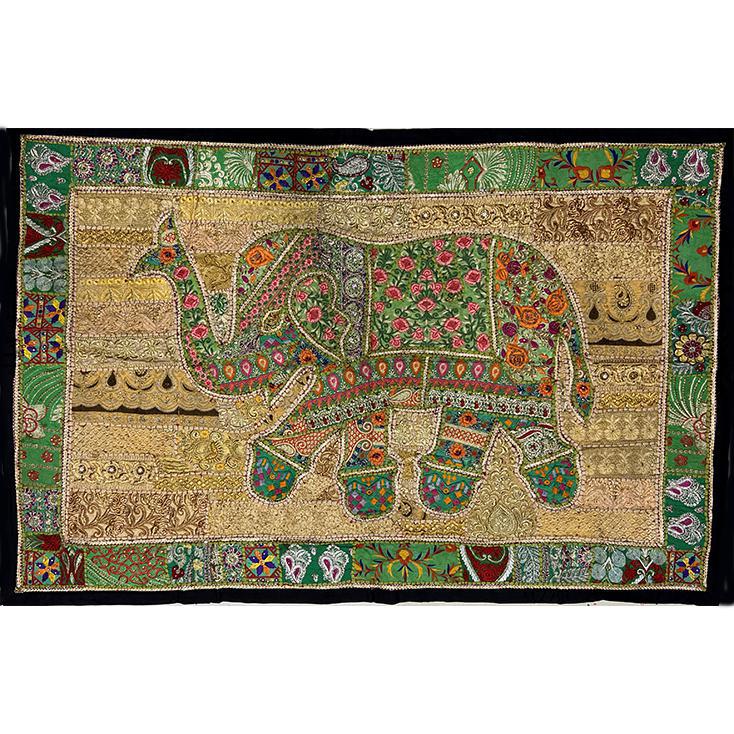 VPT-E13 Elephant Wall hanging Vintage Patchwork Tapestry Bohemian Handmade Beaded Embroidered Ethnic Hippie Indian Wall décor 40 x 60 Inches