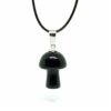 Black Onyx Mushroom Carved Pendant Necklace Natural Crystals For Energy Balancing, Meditation, Reiki, Healing Approx. 2cm Pendant VTrendz