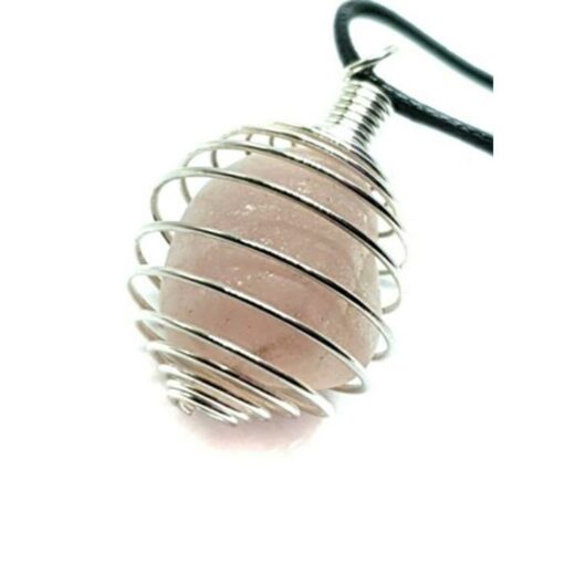 Cage with Rose Quartz Pendant Necklace Natural Crystals For Energy Balancing, Meditation, Reiki, Healing Approx. 2cm Pendant