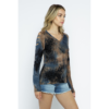 Cold Shoulder Tie Dyed Vocal Top with Rhinestones VTrendz