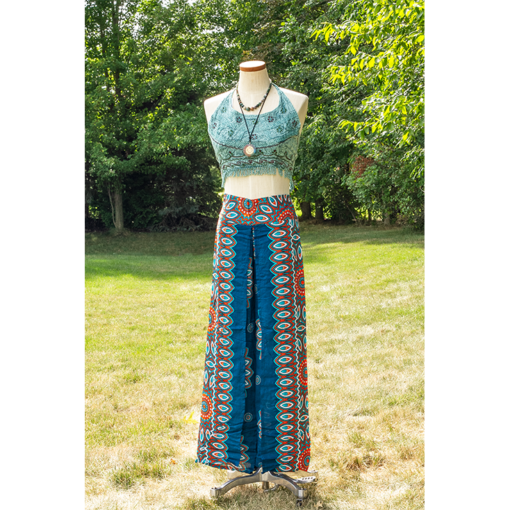 Teal Blue Open Leg Thai Palazzo Pant Teal Blue Printed Rayon Comfy & Trendy One Size Fits Most 100% Rayon
