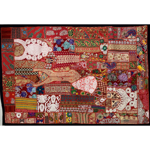 VPT-A02 Handmade Vintage Patchwork Abstract Tapestry Bohemian style Heavy Embroidered Ethnic Hippie Indian Wall décor Art Wall hanging 40 x 60 Inches