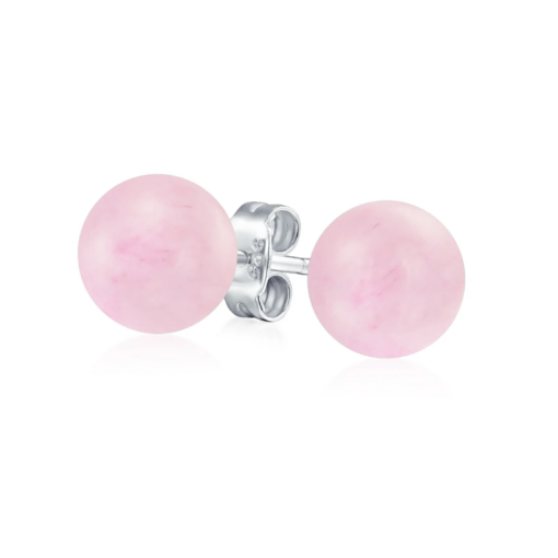 Rose Quartz 10mm Round Natural Crystal Studs Earrings