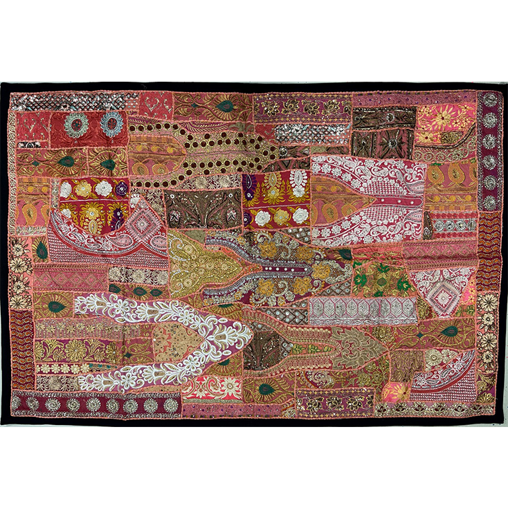 VPT-A03 Handmade Vintage Patchwork Abstract Tapestry Bohemian style Heavy Embroidered Ethnic Hippie Indian Wall décor Art Wall hanging 40 x 60 Inches