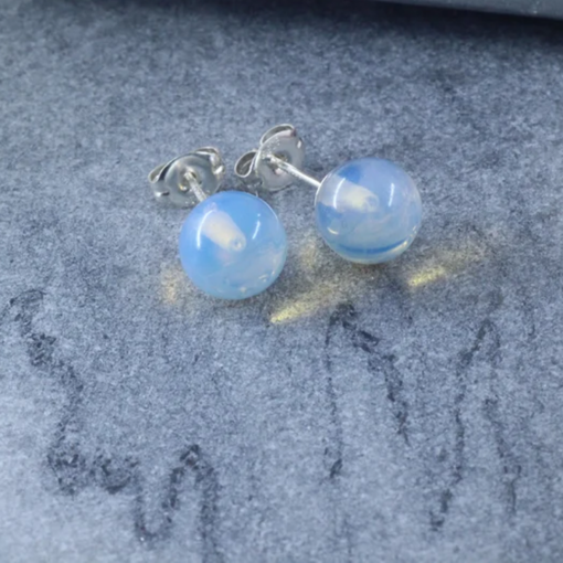Opalite 10mm Round Natural Crystal Studs Earrings