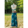 Teal Blue Open Leg Thai Palazzo Pant Flower Print Rayon Comfy & Trendy One Size Fits Most 100% Rayon VTrendz
