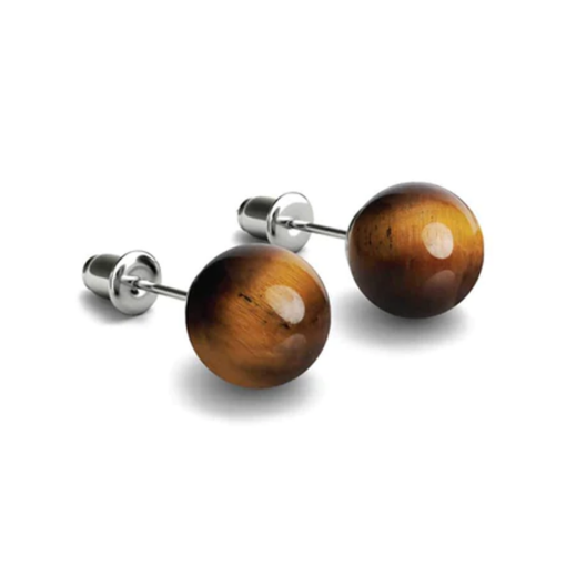 Tigers Eye 10mm Round Natural Crystal Studs Earrings
