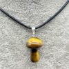 Tiger Eye Mushroom Carved Pendant Necklace Natural Crystals For Energy Balancing, Meditation, Reiki, Healing Approx. 2cm Pendant VTrendz