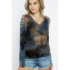 Cold Shoulder Tie Dyed Vocal Top with Rhinestones VTrendz
