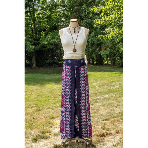Palazzo Pant Navy Blue Printed Rayon Comfy & Trendy One Size Fits Most 100% Handmade Wrap Pants