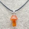 Carnelian Mushroom Carved Pendant Necklace Natural Crystals For Energy Balancing, Meditation, Reiki, Healing Approx. 2cm Pendant VTrendz