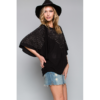 16066S- Bat sleeves Black Vocal Top with Rhinestones VTrendz