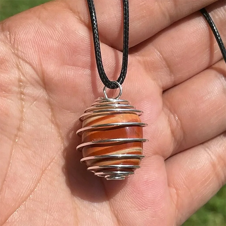 Cage with Carnelian Pendant Necklace Natural Crystals For Energy Balancing, Meditation, Reiki, Healing Approx. 2cm Pendant - Image 2