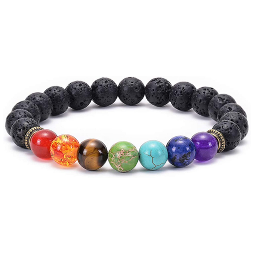 Lava Stones with 7-Chakra Natural Stone Bracelet Prayer Beads Stretchable