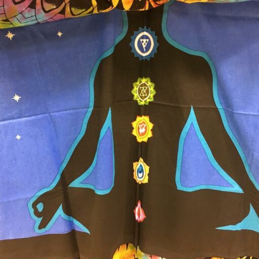 7 Chakra Blue Base Multi Poster Wall Hanging Handmade Cotton Tapestry 40" x 30" inch