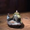 Fishing Lake w/Man Ceramic Backflow Incense Holder Waterfall Incense Burner, Reflux Burner, Handmade Ceramic, Home Décor for Meditation, Mini-Zen Experience Size: 19*11.5*12 cm VTrendz