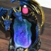 Dragons with Crystal Cave and LED Light Ceramic Backflow Incense Holder Waterfall Incense Burner, Reflux Burner, Handmade Ceramic, Home Décor for Meditation, Mini-Zen Experience Size: 12.5*9*17 cm VTrendz