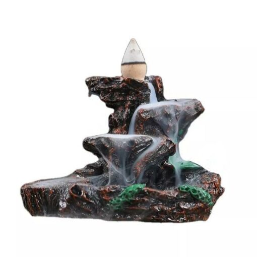 Small Rockery Ceramic Backflow Incense Holder Waterfall Incense Burner, Reflux Burner, Handmade Ceramic, Home Décor for Meditation, Mini-Zen Experience Size: 10.5*8.5 cm