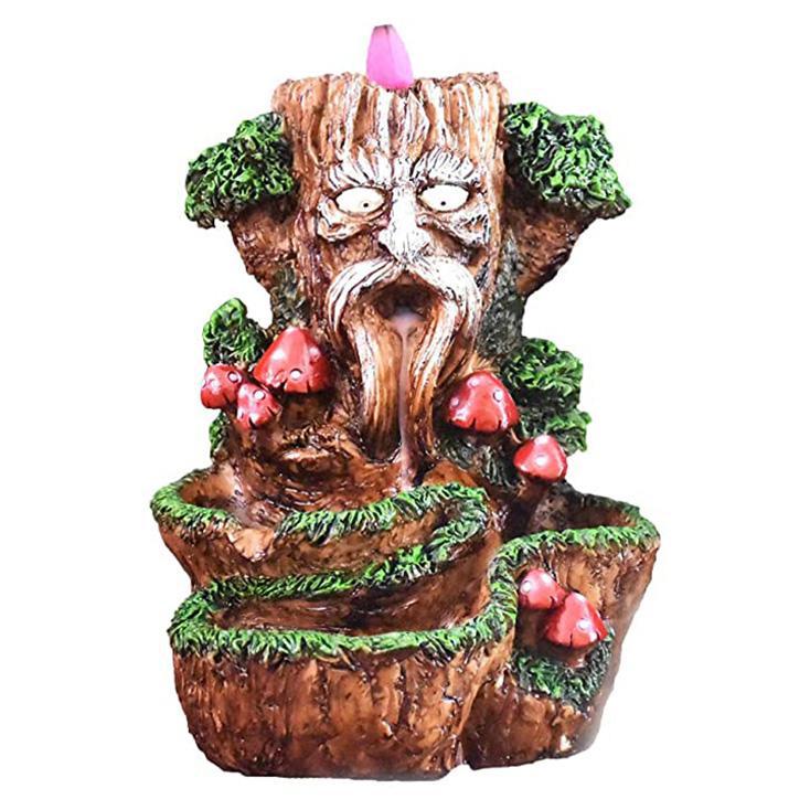 Tree Man Monk Backflow Incense Burner, Reflux Burner, Large Handmade Ceramic Backflow Cone Sticks Incense Holder Home Décor Craftwork Figurine Size: 15 W x 13 L x 20 H cm
