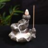 Mini-waterfall with Fish Pond Ceramic Backflow Incense Holder Waterfall Incense Burner, Reflux Burner, Handmade Ceramic, Home Décor for Meditation, Mini-Zen Experience Size: 10.5*8 cm VTrendz