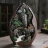 Mountain with House & Bridge Ceramic Backflow Incense Holder Waterfall Incense Burner, Reflux Burner, Handmade Ceramic, Home Décor for Meditation, Mini-Zen Experience Size: 22*10*31 cm VTrendz