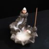 Mini-waterfall with Fish Pond Ceramic Backflow Incense Holder Waterfall Incense Burner, Reflux Burner, Handmade Ceramic, Home Décor for Meditation, Mini-Zen Experience Size: 10.5*8 cm VTrendz