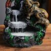 Elephants with Rockery Ceramic Backflow Incense Holder Waterfall Incense Burner, Reflux Burner, Handmade Ceramic, Home Décor for Meditation, Mini-Zen Experience Size: 15*17*6 cm VTrendz