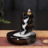 Cascading Fountain Black Ceramic Backflow Incense Holder Waterfall Incense Burner, Reflux Burner, Handmade Ceramic, Home Décor for Meditation, Mini-Zen Experience Size: 11.5*10*10 cm VTrendz