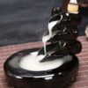 Cascading Fountain Black Ceramic Backflow Incense Holder Waterfall Incense Burner, Reflux Burner, Handmade Ceramic, Home Décor for Meditation, Mini-Zen Experience Size: 11.5*10*10 cm VTrendz