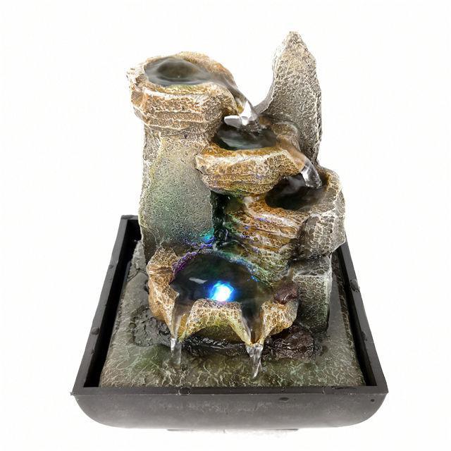 Small Rockery with LED Light Antique Resin Tabletop Waterfall Fountain 13cm*13cm*18 cm - Image 3