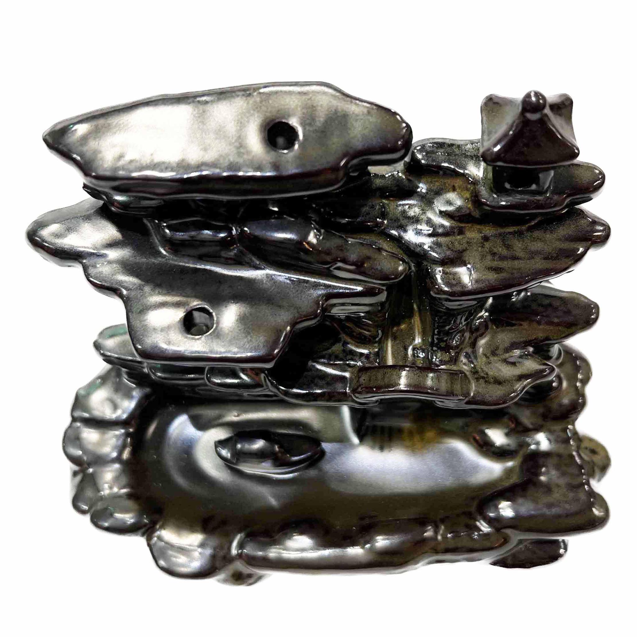 Retro Ceramic Double Cone Backflow Incense Holder Waterfall Incense Burner, Reflux Burner, Handmade Ceramic, Home Decor for Meditation, Mini-Zen Experience 15.5*7.5*13 cm - Image 5