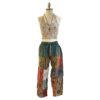 Single Color Waist With Side Pocket Plain & Striped Patchwork Open Bottom Pant VTrendz