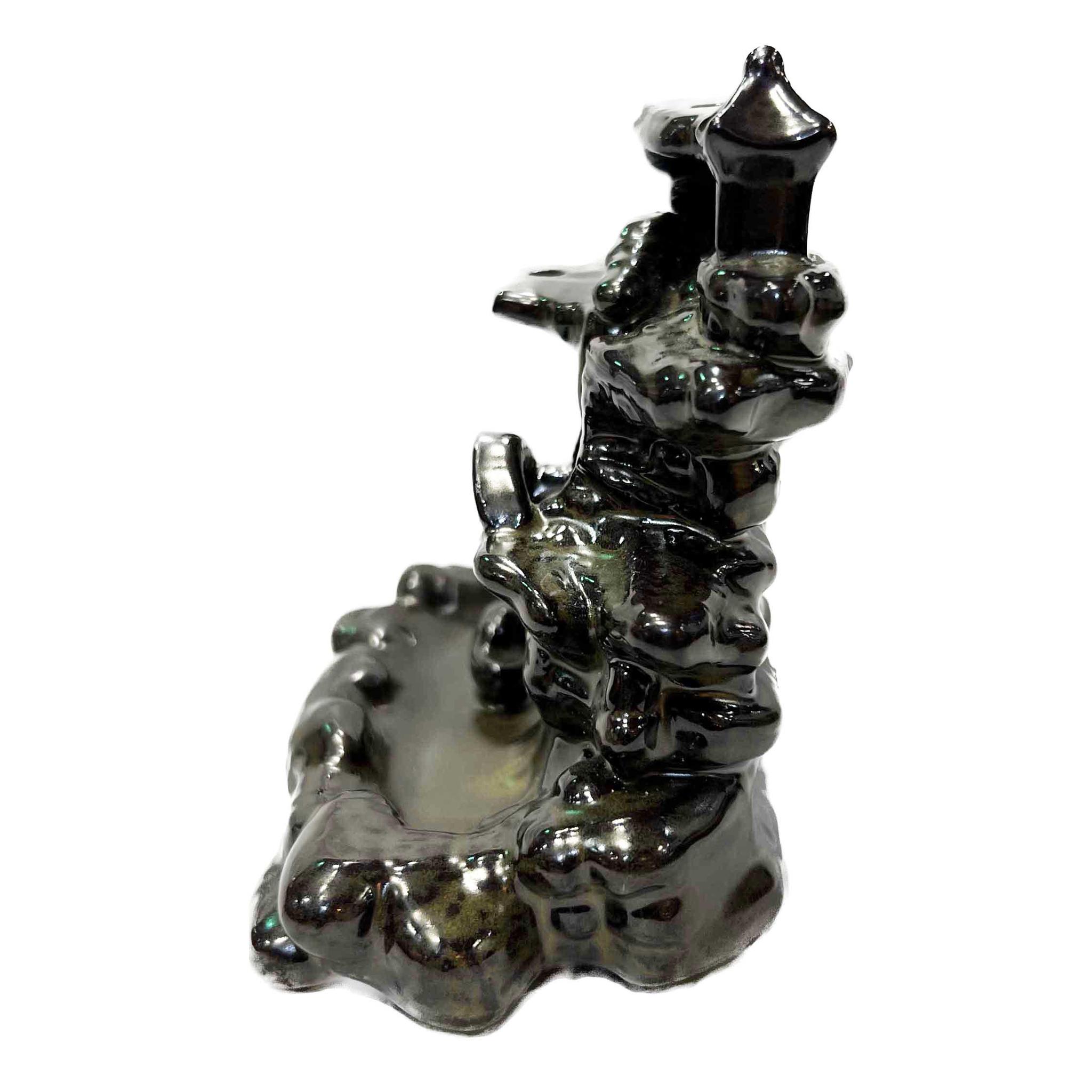 Retro Ceramic Double Cone Backflow Incense Holder Waterfall Incense Burner, Reflux Burner, Handmade Ceramic, Home Decor for Meditation, Mini-Zen Experience 15.5*7.5*13 cm - Image 2