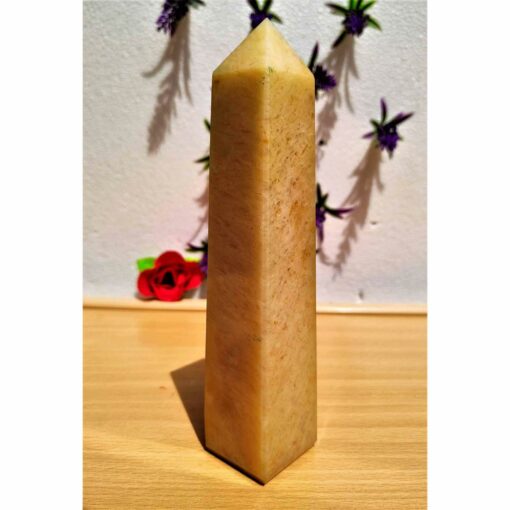 Golden Quartz Obelisk Tower Jumbo Healing Wand Spirit Stone 8 Faceted Pointed Obelisk Tower Healing Reiki Wand Metaphysical Balance Energy Approx. 4 inches tall