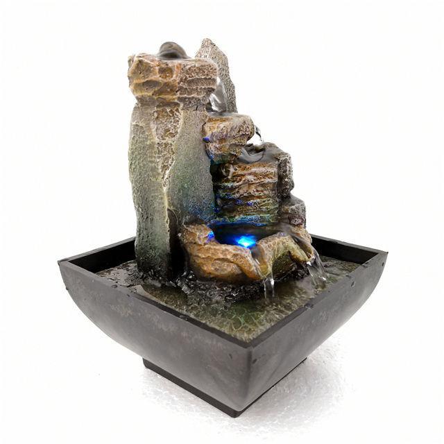 Small Rockery with LED Light Antique Resin Tabletop Waterfall Fountain 13cm*13cm*18 cm - Image 6