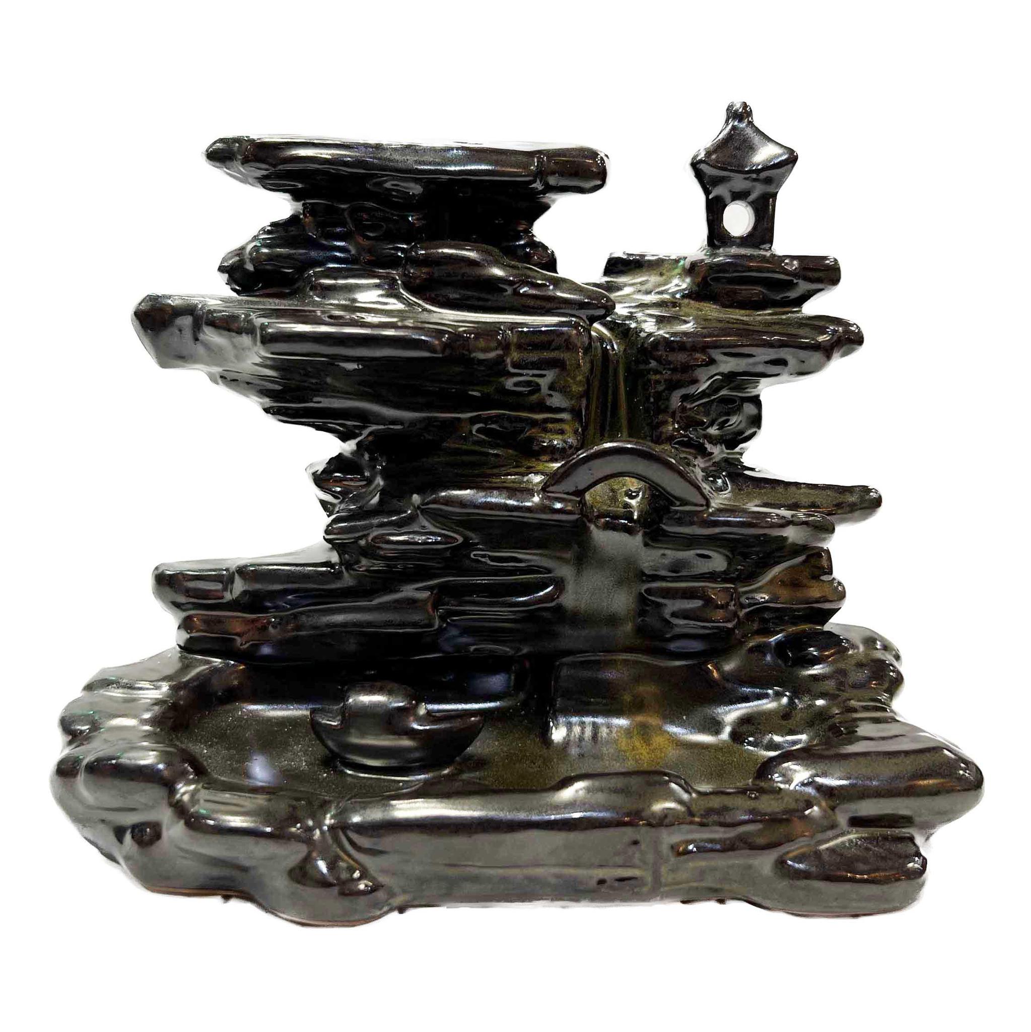 Retro Ceramic Double Cone Backflow Incense Holder Waterfall Incense Burner, Reflux Burner, Handmade Ceramic, Home Decor for Meditation, Mini-Zen Experience 15.5*7.5*13 cm - Image 4