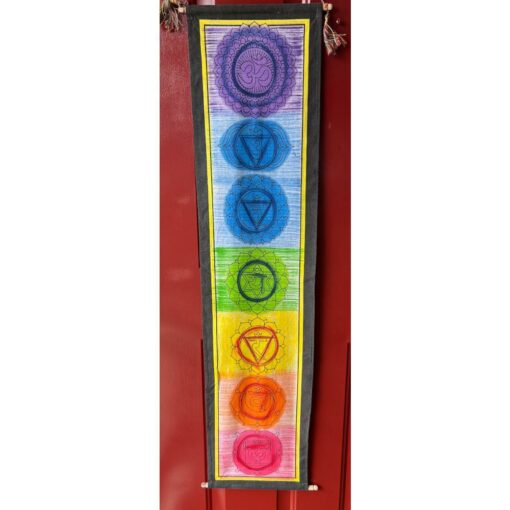 7-Chakra Banner - Wall Hanging Decoration, Yoga Studio Décor, Office Décor, Inspirational Quotes, Affirmation Banner 41 x 10.5 inches