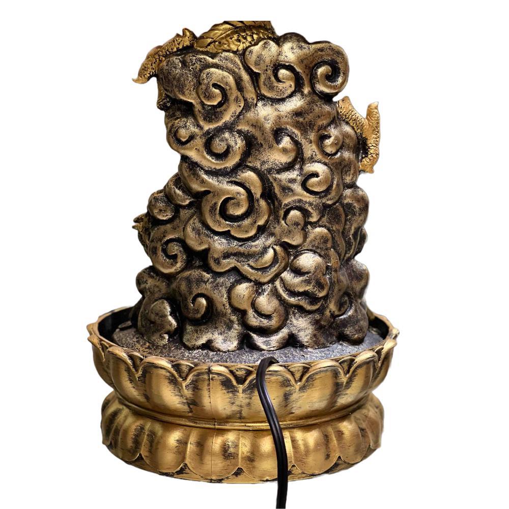 Golden Dragon Tabletop fountain with Rolling Crystal Ball & LED Antique Resin Tabletop Water Fountain 21X21X28 cm - Image 2