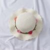 Straw Hat with Flowers for Toddler Kids Children Wide Brim Summer Beach Sun Hat with Visor; Kids One Size Fits Most (19-20 inches), adjustable size VTrendz