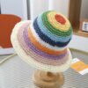 Crochet Hat with Multicolored Stripes, Trendy Summer Fashion Beach Sunshade Handmade Crochet Fisherman Hat Small Brim Foldable Floppy Bucket Straw Hats For Men/women; Adult One Size Fits Most (22-23 inches), adjustable size VTrendz