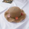 Straw Hat with Flowers for Toddler Kids Children Wide Brim Summer Beach Sun Hat with Visor; Kids One Size Fits Most (19-20 inches), adjustable size VTrendz