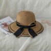 Natural Straw Hat with Black Bow Trendy Beach Hats For Women; Adult One Size Fits Most (22-23 inches), adjustable size VTrendz