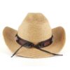 Cowboy Straw Hat For Men/Women Unisex Attractive Hat with Leather Strap; Adult One Size Fits Most (22-23 inches), adjustable size VTrendz