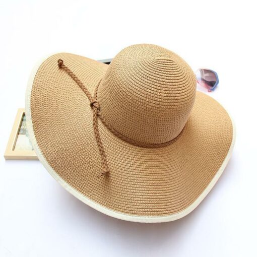 Straw Hat with Leather Strap; Trendy Beach Hats For Men/Women;  Adult One Size Fits Most (22-23 inches), adjustable size